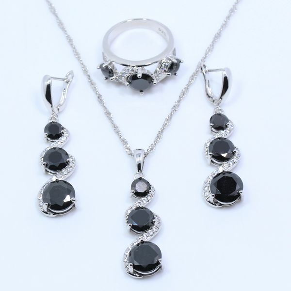 925 silver black zircon jewelry set for women earring ring pendant and necklaces chain gift box t07
925 silver black zircon jewelry set for women earring ring pendant and necklaces chain gift box t07