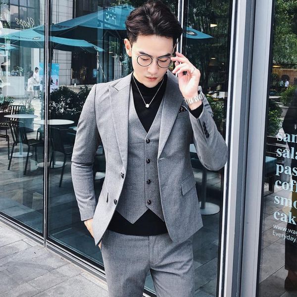classic plus size solid color suit male three piece sets korean style slim fit offical suit groom handsome marriage formal wear, White;black
classic plus size solid color suit male three piece sets korean style slim fit offical suit groom handsome marriage formal wear, White;black