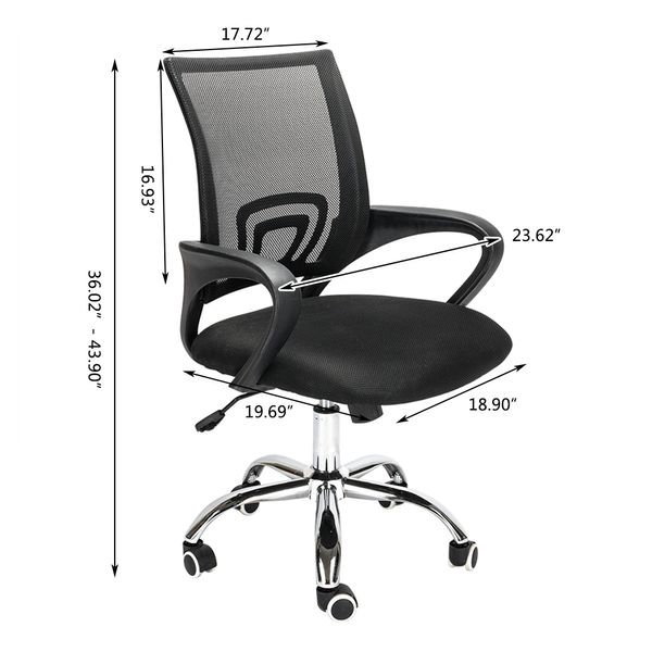 

sonyi swivel mid back mesh task chair with arms - gas lift adjustable ergonomic computer/office chair black