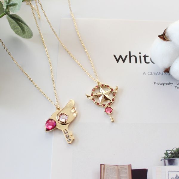 anime card captor sakura the clow magic star wand metal crystal pendant necklace cosplay accessories props gift for girl women, Golden;silver
anime card captor sakura the clow magic star wand metal crystal pendant necklace cosplay accessories props gift for girl women, Golden;silver