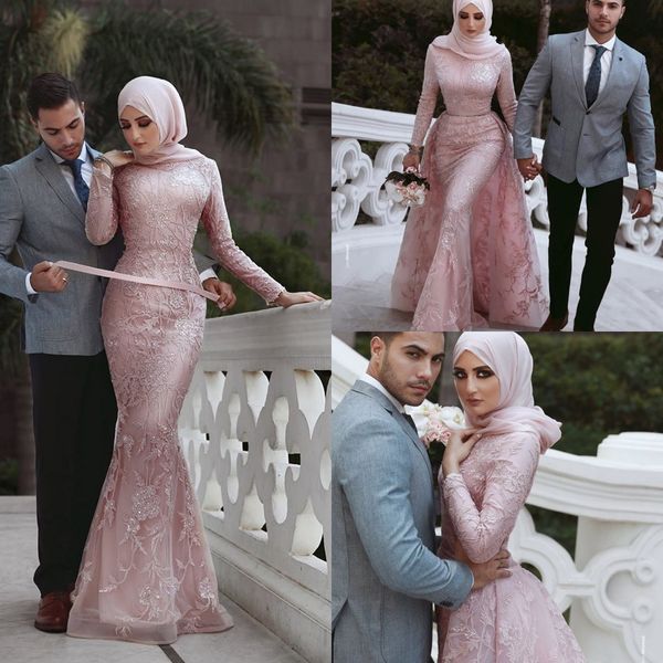 new modest dubai arabic pink lace mermaid party dresses 2019 long sleeves peplum wear floor length party evening formal gowns, Black;red
new modest dubai arabic pink lace mermaid party dresses 2019 long sleeves peplum wear floor length party evening formal gowns, Black;red
