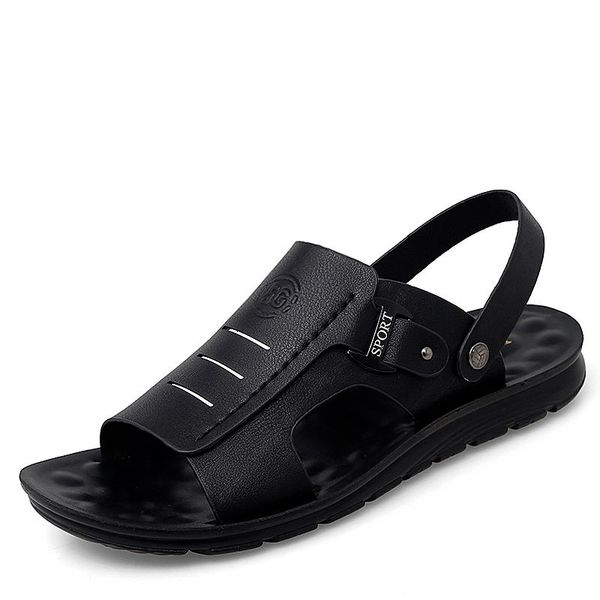 summer leather mens sandals fashion non-slip breathable mens casual beach sandals drive dual-use male, Black
summer leather mens sandals fashion non-slip breathable mens casual beach sandals drive dual-use male, Black