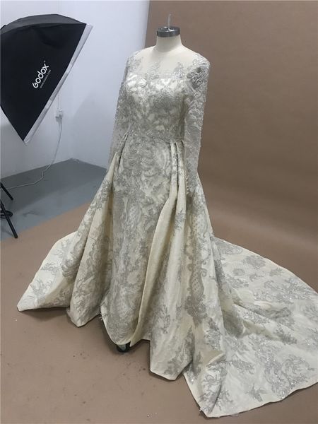 100% real pictures luxury champagne mermaid wedding dresses with attached skirt sparkly sheath plus size arabic bridal gown custom made, White
100% real pictures luxury champagne mermaid wedding dresses with attached skirt sparkly sheath plus size arabic bridal gown custom made, White