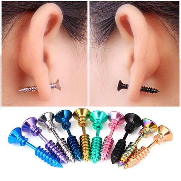 50pcs multicolor stainless steel screw ear studs personality before and after earrings piercing body jewelry halloween ornaments unisex, Slivery;golden 
50pcs multicolor stainless steel screw ear studs personality before and after earrings piercing body jewelry halloween ornaments unisex, Slivery;golden