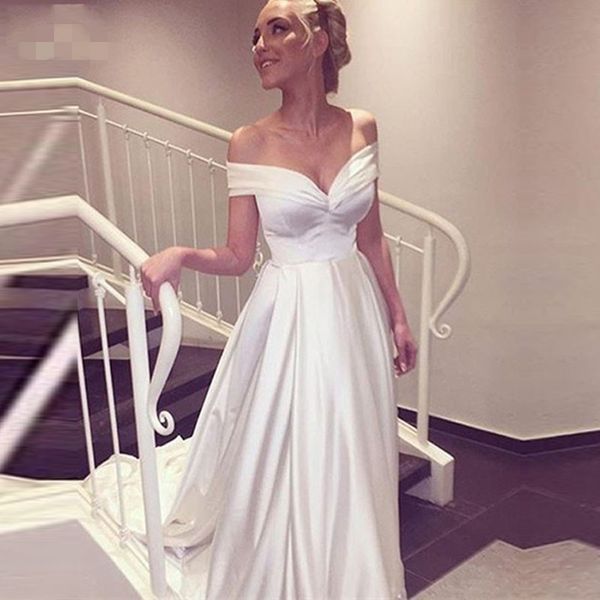 sample off the shoulder simple a line satin wedding dresses sweetheart stain bridal gowns celebrity vestido de noiva robe de mariee, White
sample off the shoulder simple a line satin wedding dresses sweetheart stain bridal gowns celebrity vestido de noiva robe de mariee, White
