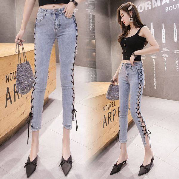 new fashion bandage openwork jeans woman straight eyelet denim jeans for women, Blue
new fashion bandage openwork jeans woman straight eyelet denim jeans for women, Blue