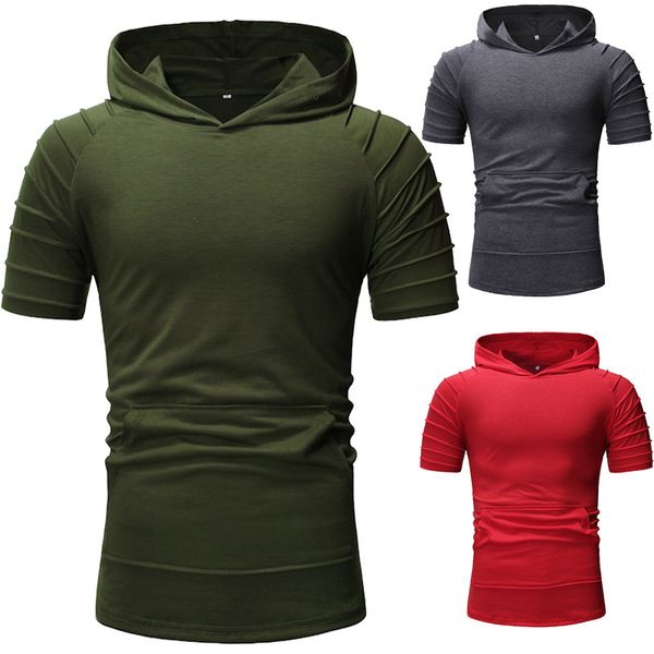 2019 shoulder wrinkled men casual slim fit hooded short sleeve t-shirt, White;black
2019 shoulder wrinkled men casual slim fit hooded short sleeve t-shirt, White;black