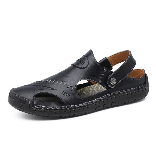 2019 new summer men genuine leather sandals handmade flip flops comfortable breathable cool slipper classic casual flats shoes, Black
2019 new summer men genuine leather sandals handmade flip flops comfortable breathable cool slipper classic casual flats shoes, Black