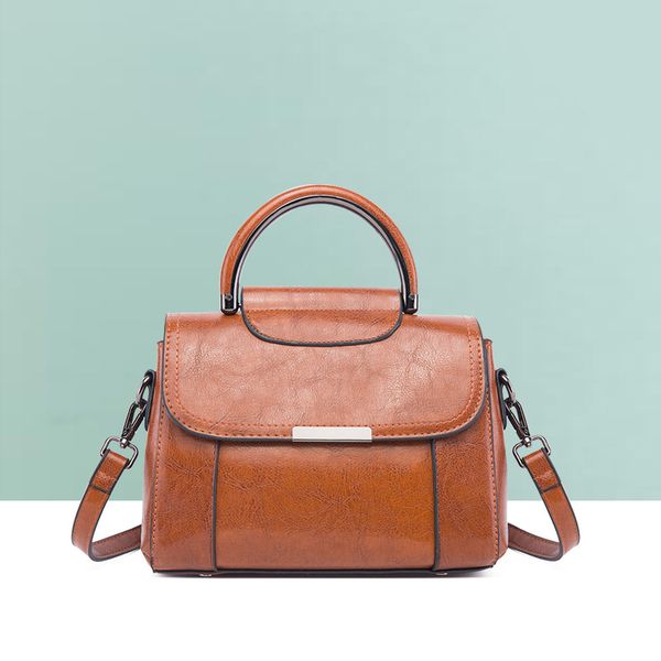 women's bag new ladies messenger bag retro handbag oil wax leather shoulder large capacity messenger ladies hand bags
