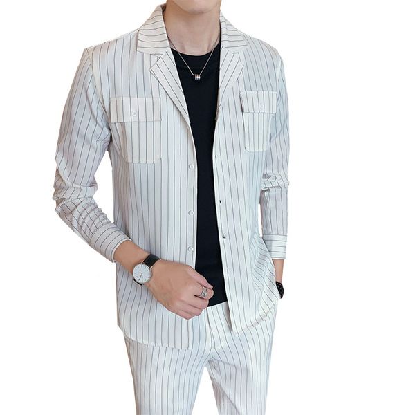 2020 new men's fashion shirt set spring autumn slim fit casual track suit stripend tracksuit for man 2 pieces set (shirt +pants, Gray
2020 new men's fashion shirt set spring autumn slim fit casual track suit stripend tracksuit for man 2 pieces set (shirt +pants, Gray