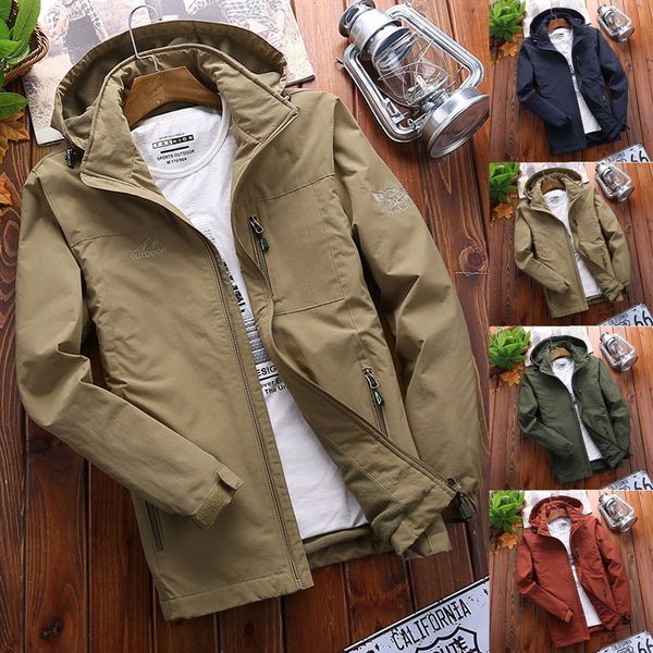 

fashion men's autumn winter sport outdoor windbreaker jacket coat streetwear windproof overcoat chaqueta de los hombres#3, Tan;black