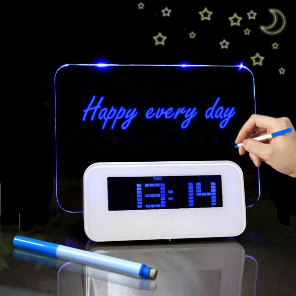 

digital led alarm clock calendar night light modem alarm backlight desk clock with usb cable fluorescent message board