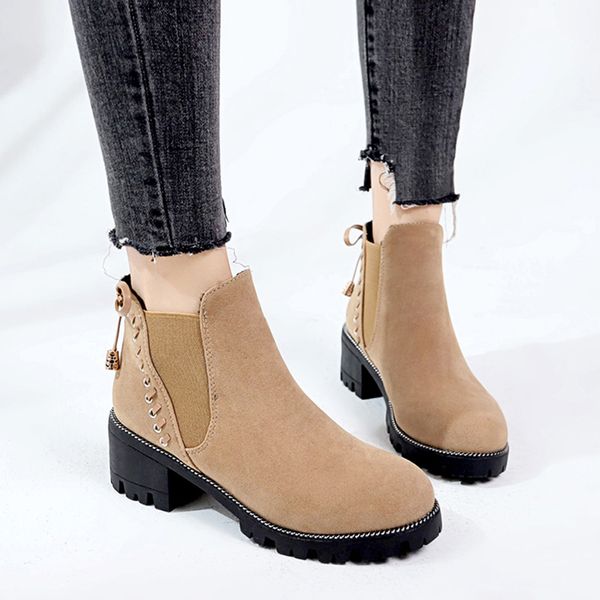 casual martain boot women thick heel suede solid color round toe ankle boots for women 2019 slip-on shoes woman botas feminina, Black
casual martain boot women thick heel suede solid color round toe ankle boots for women 2019 slip-on shoes woman botas feminina, Black