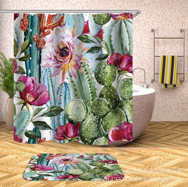cactus series digital printing shower curtain waterproof and mildew-proof send c- type plastic hook pure copper buttonhole to map customizat
cactus series digital printing shower curtain waterproof and mildew-proof send c- type plastic hook pure copper buttonhole to map customizat
