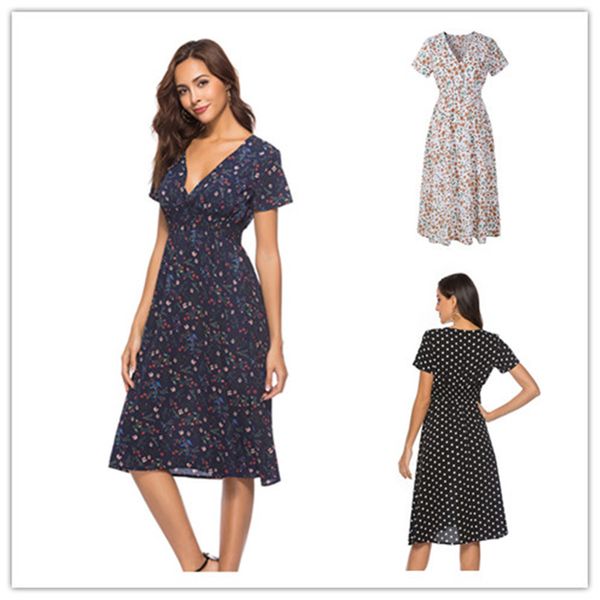 ladies women summer dress bohemian dress female dots streetwear dot flora print long dress beach short sleeve v-neck skirts news ly303, White
ladies women summer dress bohemian dress female dots streetwear dot flora print long dress beach short sleeve v-neck skirts news ly303, White