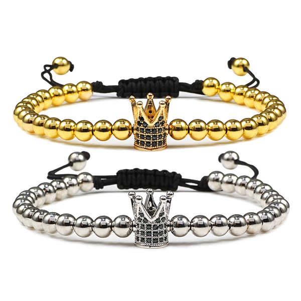 new adjustable luxury gold silver bracelet pave cz crown fashion beads braided charm bracelets for men or women jewelry pulseira, Black
new adjustable luxury gold silver bracelet pave cz crown fashion beads braided charm bracelets for men or women jewelry pulseira, Black