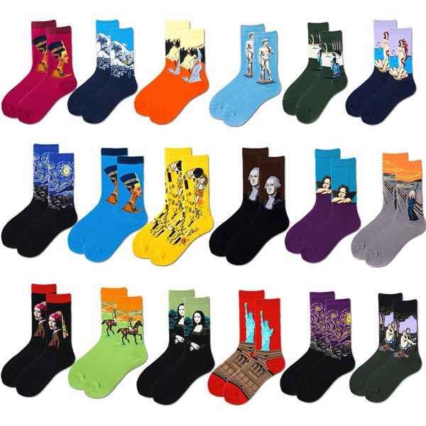 men's socks 1 pair of vintage paintings art abstract oil painting mona lisa star sky sweat absorption cotton autumn and winter, Black
men's socks 1 pair of vintage paintings art abstract oil painting mona lisa star sky sweat absorption cotton autumn and winter, Black