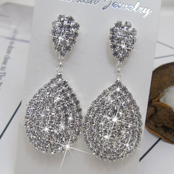 s1154 fashion jewelry water drop earrings rhinstone dangle stud earrings, Silver
s1154 fashion jewelry water drop earrings rhinstone dangle stud earrings, Silver
