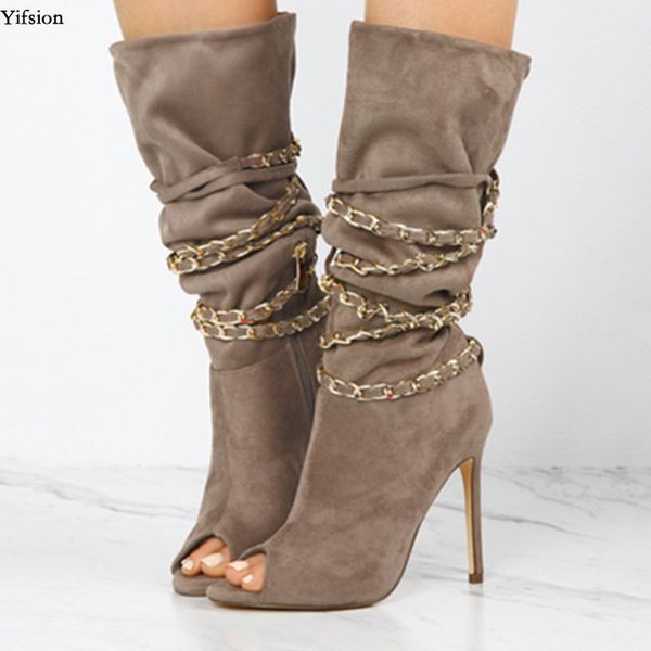 rontic women spring mid calf boots chain stiletto heels boots peep toe black khaki fashion shoes women plus us size 5-15
rontic women spring mid calf boots chain stiletto heels boots peep toe black khaki fashion shoes women plus us size 5-15