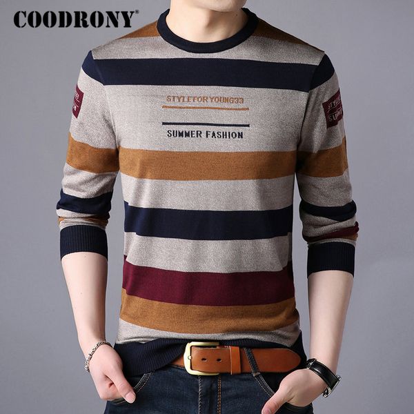 coodrony brand sweater men streetwear fashion striped pullover men knitwear shirt pull homme autumn winter cotton sweaters 91060, White;black
coodrony brand sweater men streetwear fashion striped pullover men knitwear shirt pull homme autumn winter cotton sweaters 91060, White;black
