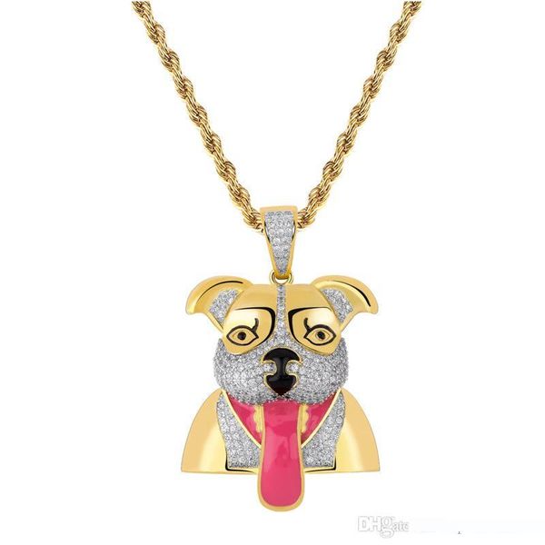 cartoon dogtongue out pendant necklace for men hip hop bling rapper jewelry new hot, Silver