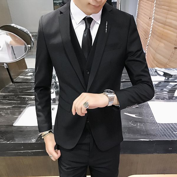 new fashion men's suit-style youth men handsome korean-style slim fit autumn trend men's suit three-piece set formal dress b46, White;black
new fashion men's suit-style youth men handsome korean-style slim fit autumn trend men's suit three-piece set formal dress b46, White;black