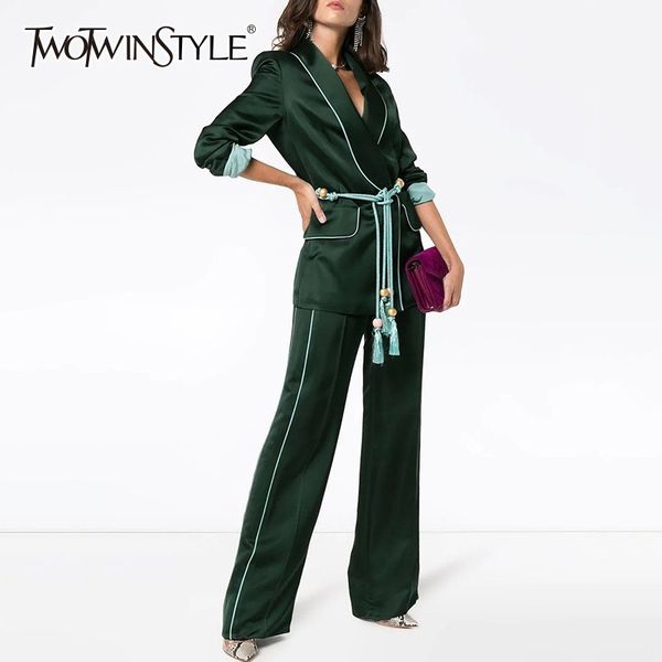 twotwinstyle two piece sets female long sleeve lace up blazer coat high waist long wide leg trousers women fashion 2018 autumn, White
twotwinstyle two piece sets female long sleeve lace up blazer coat high waist long wide leg trousers women fashion 2018 autumn, White