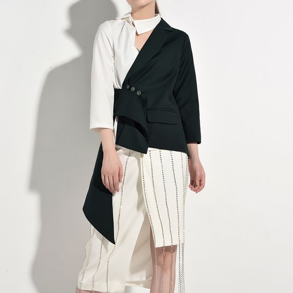 loose fit greend split joint asymmetrical jacket new lapel long sleeve women coat fashion tide autumn winter 2019 s121, Black;brown
loose fit greend split joint asymmetrical jacket new lapel long sleeve women coat fashion tide autumn winter 2019 s121, Black;brown