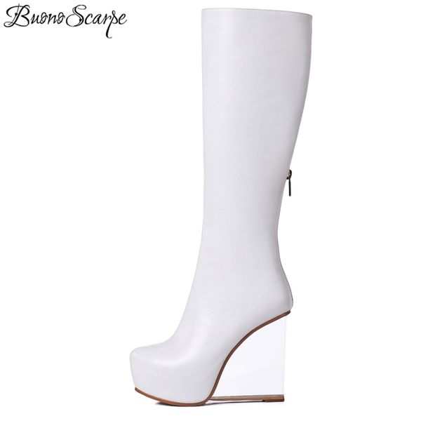 buonoscarpe women platform high heel long boots genuine leather brand design transparent heels shoes wedges high heel botas chic, Black
buonoscarpe women platform high heel long boots genuine leather brand design transparent heels shoes wedges high heel botas chic, Black