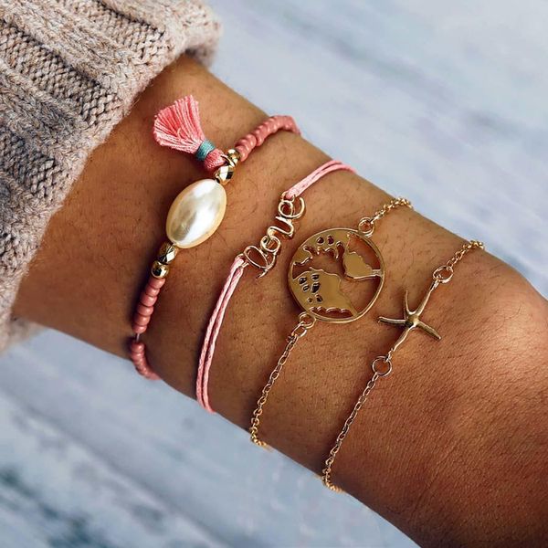 4pcs women fashion multi-layer tassel letter rope chain bracelets set casual, party gifts lobster claw clip, Black
4pcs women fashion multi-layer tassel letter rope chain bracelets set casual, party gifts lobster claw clip, Black