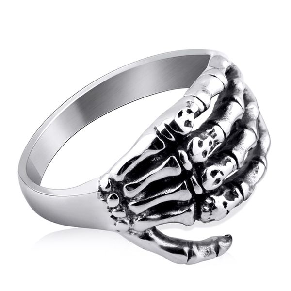 stainless steel skull ring goth biker punk rocker skeleton hand wrap band rings for male teen fashion jewelry, Silver
stainless steel skull ring goth biker punk rocker skeleton hand wrap band rings for male teen fashion jewelry, Silver