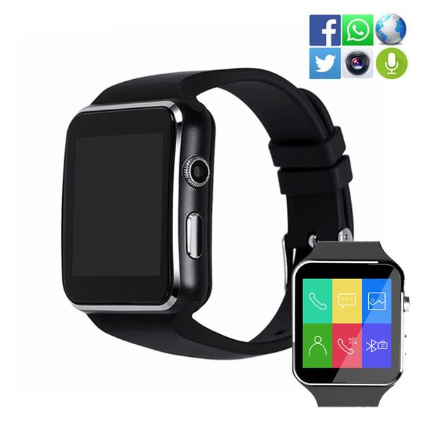 Часы Поддержка X6 Bluetooth Смарт Часы Спорт пассометр SmartWatch с камерой SIM-карты Whatsapp Faceb
Часы Поддержка X6 Bluetooth Смарт Часы Спорт пассометр SmartWatch с камерой SIM-карты Whatsapp Faceb