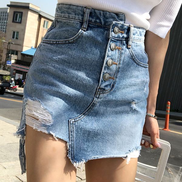 casual irregular high waist denim skirt light wash women ripped mini skirt female mini saia mujer 2018 summer, Black
casual irregular high waist denim skirt light wash women ripped mini skirt female mini saia mujer 2018 summer, Black