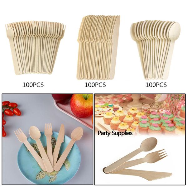 100pcs/pack bamboo wooden cutlery biodegradable knives forks spoons disposable dinnerware set kitchen dining bar tableware 2020
100pcs/pack bamboo wooden cutlery biodegradable knives forks spoons disposable dinnerware set kitchen dining bar tableware 2020