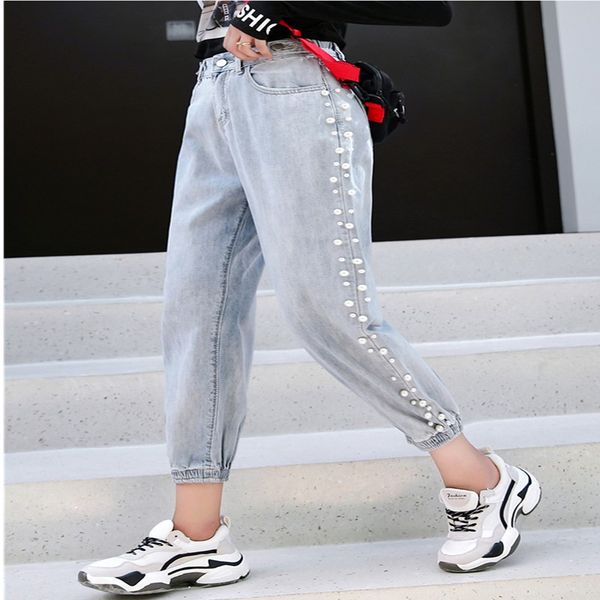 2019 high waist jeans woman loose-fitting retro nail beaded wide-legged straight-barrel jeans zippers pants woman, Blue
2019 high waist jeans woman loose-fitting retro nail beaded wide-legged straight-barrel jeans zippers pants woman, Blue