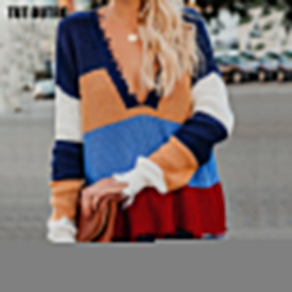 multicolor v-neck pullover distressed sweater women's winter autumn knitted clothes casual stripe sweater s111, White;black
multicolor v-neck pullover distressed sweater women's winter autumn knitted clothes casual stripe sweater s111, White;black