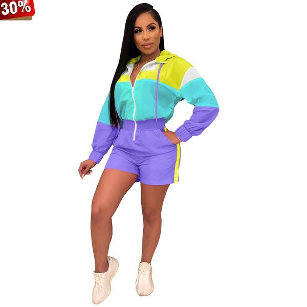 rompers womens jumpsuit shorts 2019 summer colorful patchwork zipper up long sleeve hooded short jumpsuit women playsuit romper, Black;white
rompers womens jumpsuit shorts 2019 summer colorful patchwork zipper up long sleeve hooded short jumpsuit women playsuit romper, Black;white