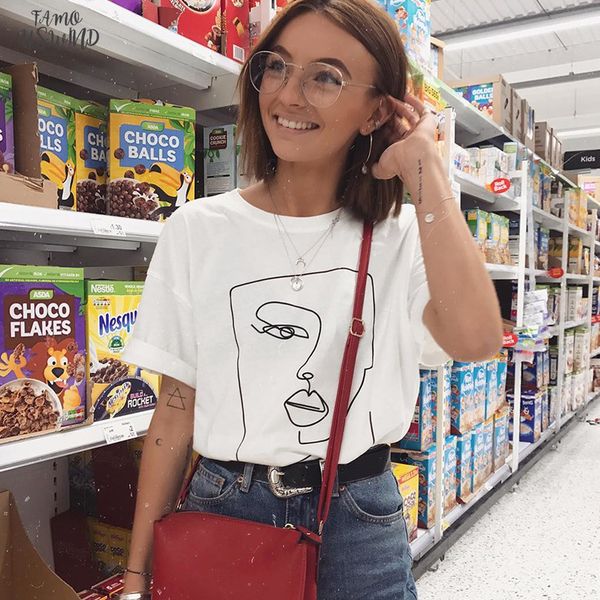 face abstract simple women t shirt loose plus size casual womens fashion tees art casual vintage ulzzang ins harajuku, White
face abstract simple women t shirt loose plus size casual womens fashion tees art casual vintage ulzzang ins harajuku, White