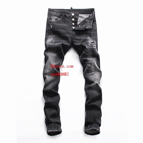 fashion mens jeans shredded slim straight pants man brand clothes for mens pants fashion holes trousers italy man clothes nzk-3, Blue