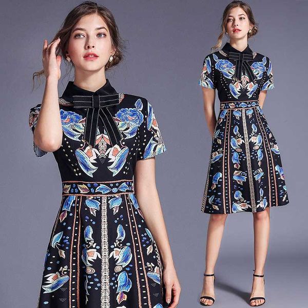 quality fashion runway dress 2020 summer women's short sleeve vintage floral printed casual elegant dress black, White;black
quality fashion runway dress 2020 summer women's short sleeve vintage floral printed casual elegant dress black, White;black