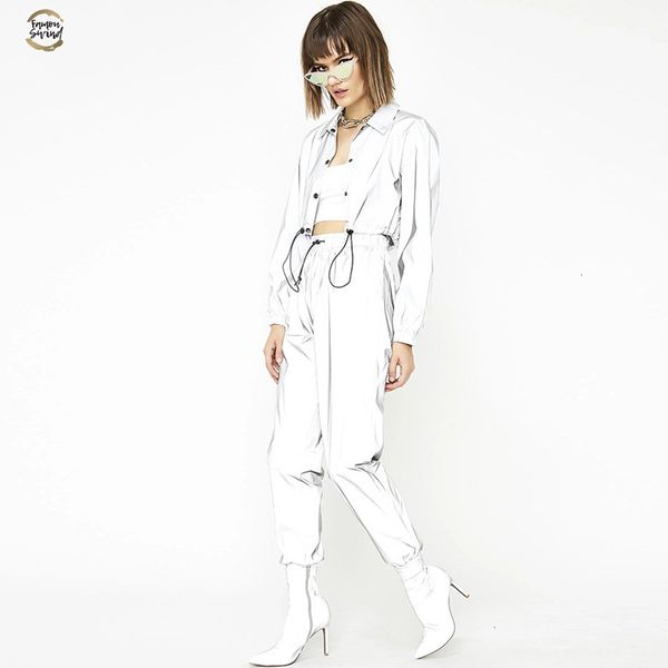 new reflective cost women fashion full sleeve turn down collar button drawstring outfit female street casual jackets, Black;brown
new reflective cost women fashion full sleeve turn down collar button drawstring outfit female street casual jackets, Black;brown