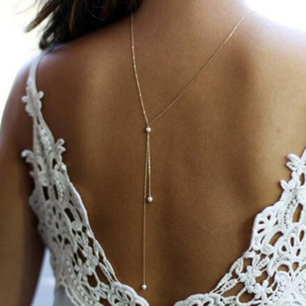 new simulated pearl backdrop necklaces back chain jewelry for women party wedding backless dress accessories, Silver
new simulated pearl backdrop necklaces back chain jewelry for women party wedding backless dress accessories, Silver