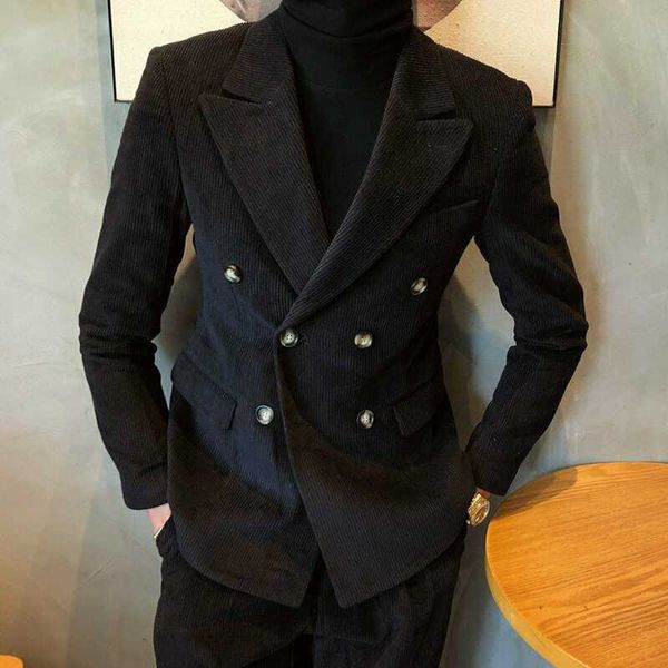 2020 men's double-breasted black corduroy suits wide two piece lapel formal wedding tuxedo, White;black
2020 men's double-breasted black corduroy suits wide two piece lapel formal wedding tuxedo, White;black
