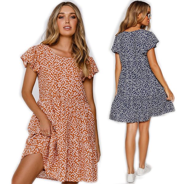 summer women floral printed mini dress o neck short sleeve boho beach dress a line loose casual sundress vestido, Black;gray
summer women floral printed mini dress o neck short sleeve boho beach dress a line loose casual sundress vestido, Black;gray