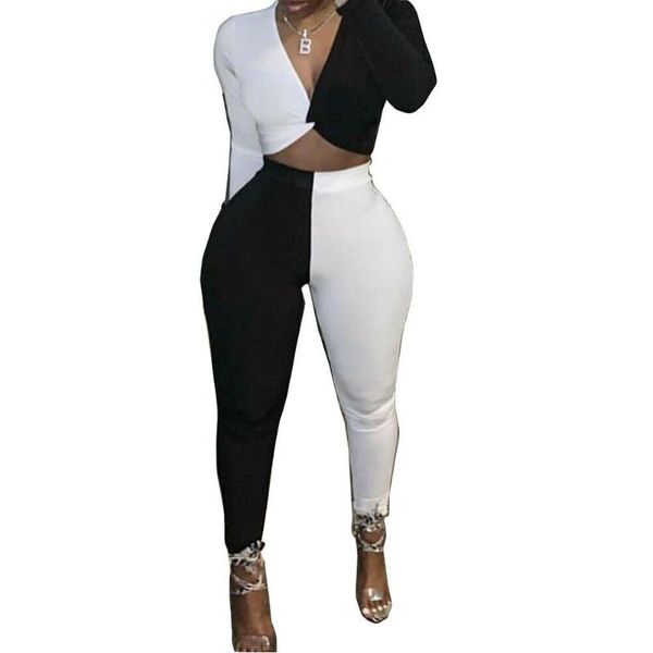 two piece dress women 2pcs outfits white and black club party long sleeve pants color patchwork casual clubwear female outfit size s-2x
two piece dress women 2pcs outfits white and black club party long sleeve pants color patchwork casual clubwear female outfit size s-2x