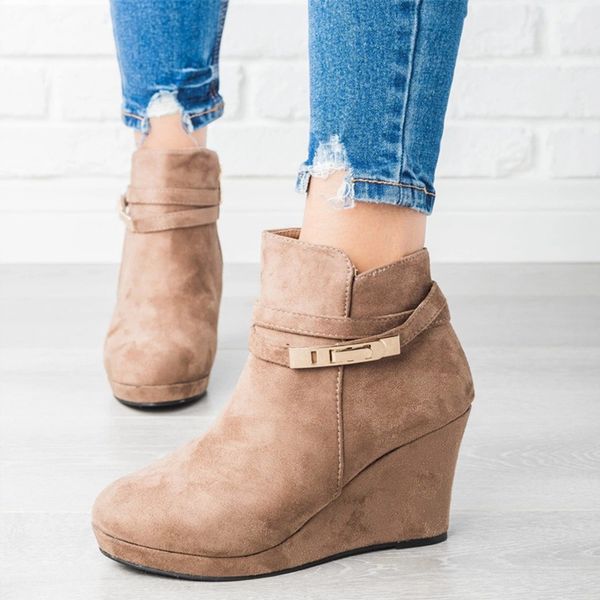 women wedge heels ankle boots suede snow boots winter female shoes woman zip high heels platform short botas ladies fashion new, Black
women wedge heels ankle boots suede snow boots winter female shoes woman zip high heels platform short botas ladies fashion new, Black