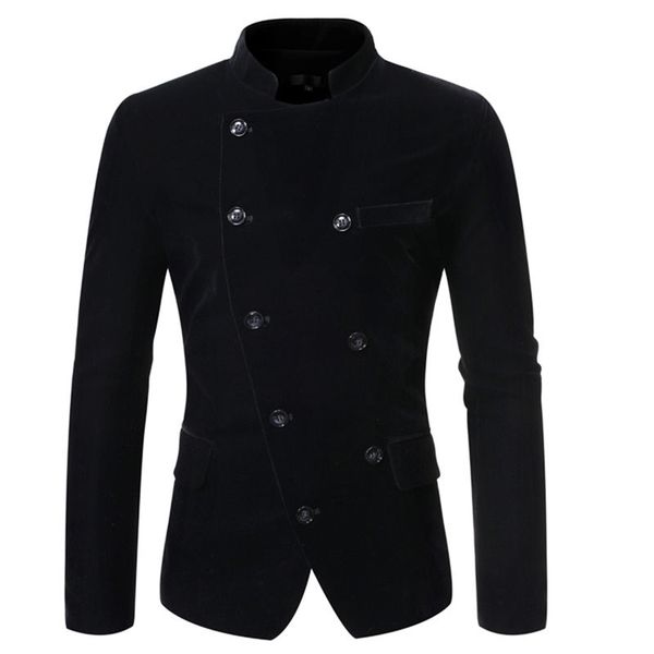 double breasted mens blazers long sleeve oblique placket designer mens apparel business male clothing, White;black
double breasted mens blazers long sleeve oblique placket designer mens apparel business male clothing, White;black