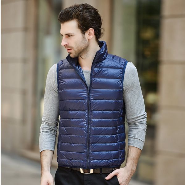 2019 winter men 90% white duck down vest ultralight sleeveless vests jacket men's stand collar large size loose packable vest, Black
2019 winter men 90% white duck down vest ultralight sleeveless vests jacket men's stand collar large size loose packable vest, Black