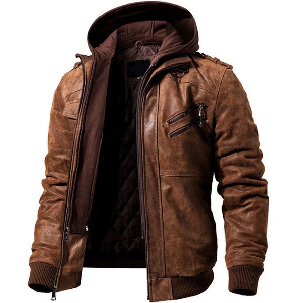 new men pu leather jacket autumn winter loose motorcycle leather jacket men hat detachable fashion coat europe size, Black
new men pu leather jacket autumn winter loose motorcycle leather jacket men hat detachable fashion coat europe size, Black