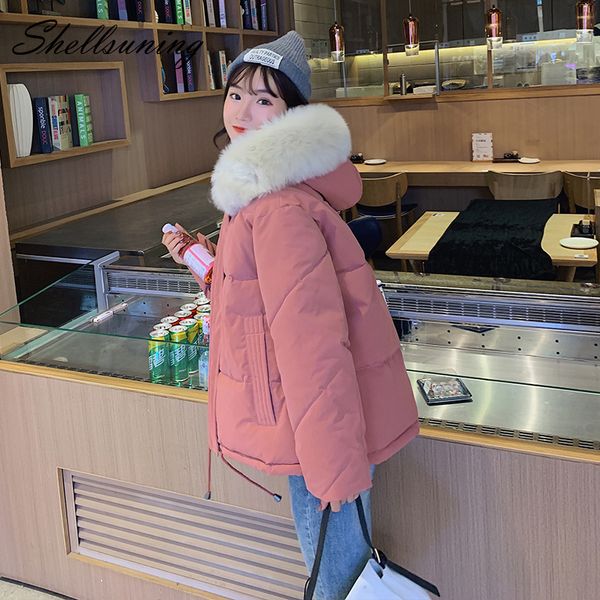 shellsuning cotton padded chic oversize hooded fur collar short warm jackets loose drawstring thick women winter coat white pink, Black
shellsuning cotton padded chic oversize hooded fur collar short warm jackets loose drawstring thick women winter coat white pink, Black